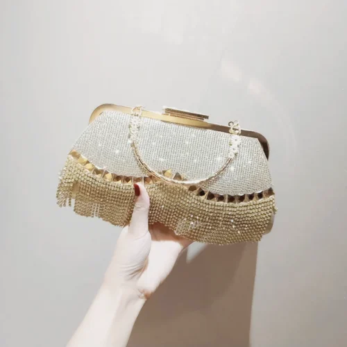 Pearl Women's Dinner Bag Rhinestone Tassel Dress Bag Banquet Handbags Fashion Lady Evening Clutch Party Purse