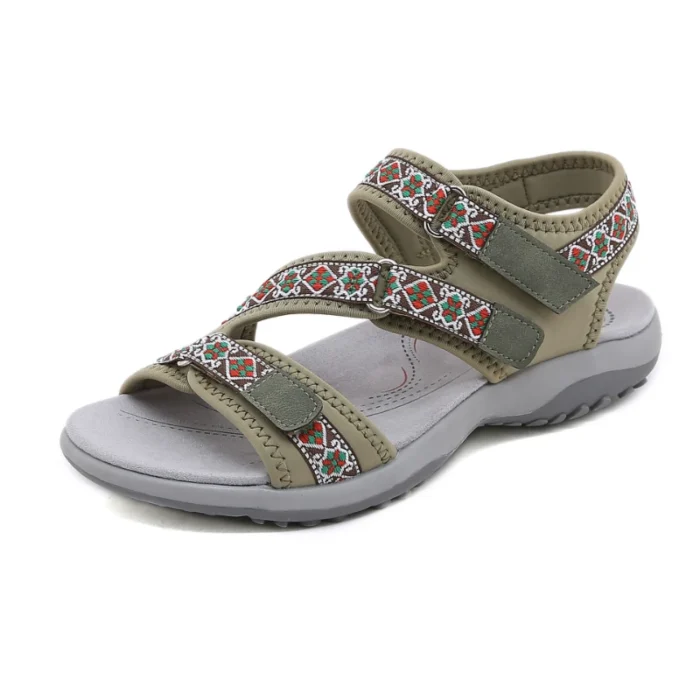 Spring And Summer Printed Velcro Comfortable Casual Beach Flat Sandals For Women's Ethnic Style Leisure Comfortable And Simple - Image 3